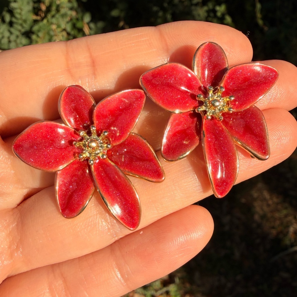 Red Floral Earrings